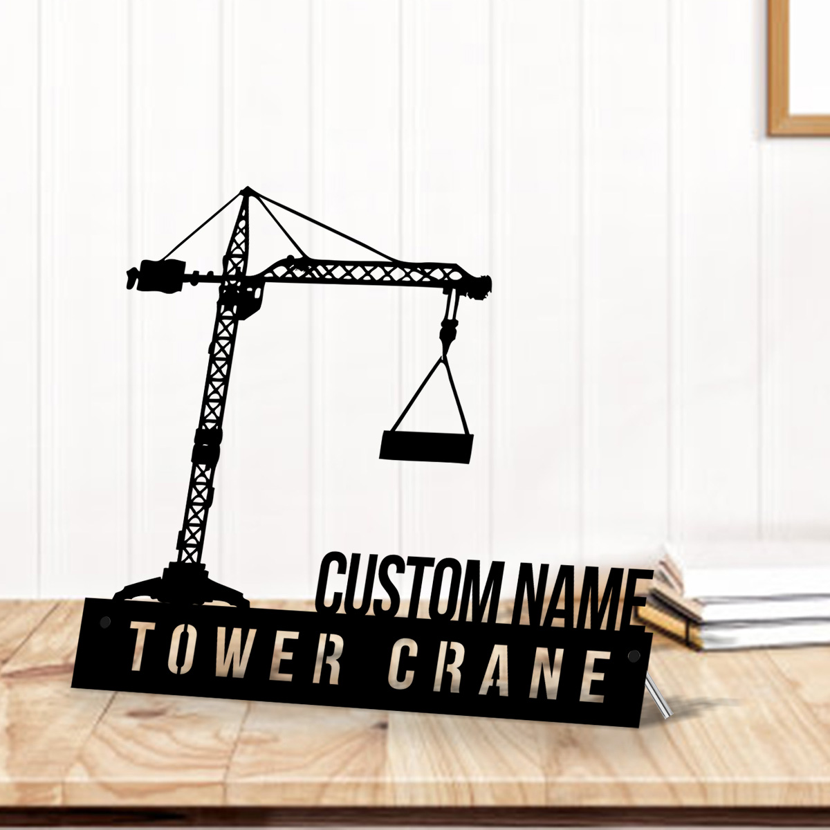 Custom Tower Crane Desk Name P - Heavy Equipment Sign recension och pris