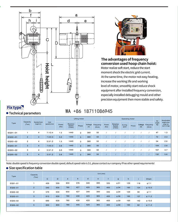 2Ton Hook Type Double Speed El - Electric Chain Hoist recension och pris