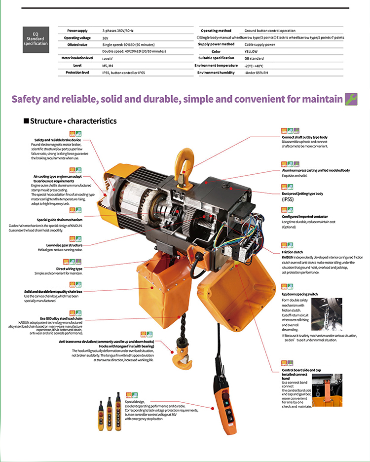 2Ton Hook Type Double Speed El - Electric Chain Hoist recension och pris
